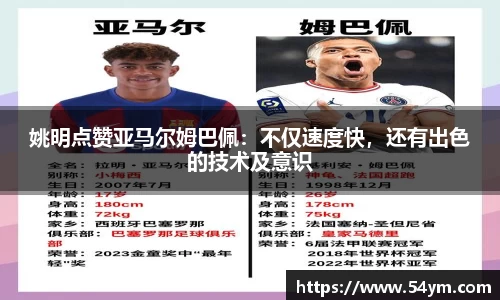 姚明点赞亚马尔姆巴佩：不仅速度快，还有出色的技术及意识