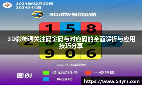 3D彩神通关注码金码与对应码的全面解析与应用技巧分享
